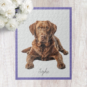 Schattigee gepersonaliseerde chocolade labrador re legpuzzel
