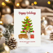 Schattigee Gepersonaliseerde Corgi Hondenfamilie Feestdagenkaart