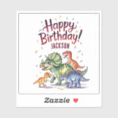Schattigee gepersonaliseerde dinosaurus Happy Birt Sticker (Vel)