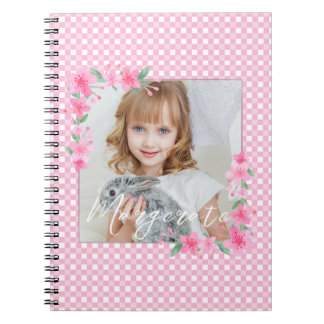 Schattigee gepersonaliseerde één foto roze notitieboek