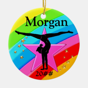 SCHATTIGEE GEPERSONALISEERDE EN GEDATEERDE GYMNAST KERAMISCH ORNAMENT