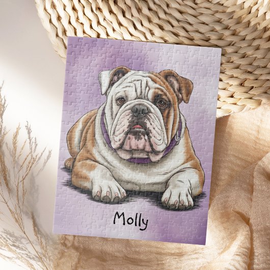 Schattigee gepersonaliseerde Engelse Bulldog Legpuzzel