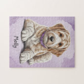 Schattigee gepersonaliseerde Goldendoodle Legpuzzel (Horizontaal)
