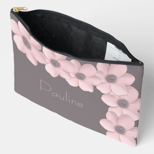 Schattigee gepersonaliseerde grote roze-taupe papa etui (Open)