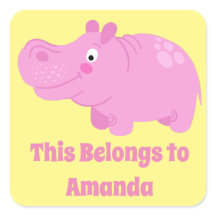 Schattigee gepersonaliseerde Hippo Label Stickers 