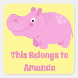 Schattigee gepersonaliseerde Hippo Label Stickers 