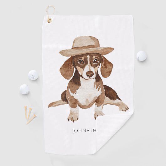 Schattigee gepersonaliseerde hond Waterverf Golfhanddoek (Insitu)