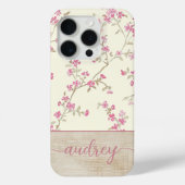 Schattigee gepersonaliseerde houten bloemenscript  Case-Mate iPhone case (Achterkant)