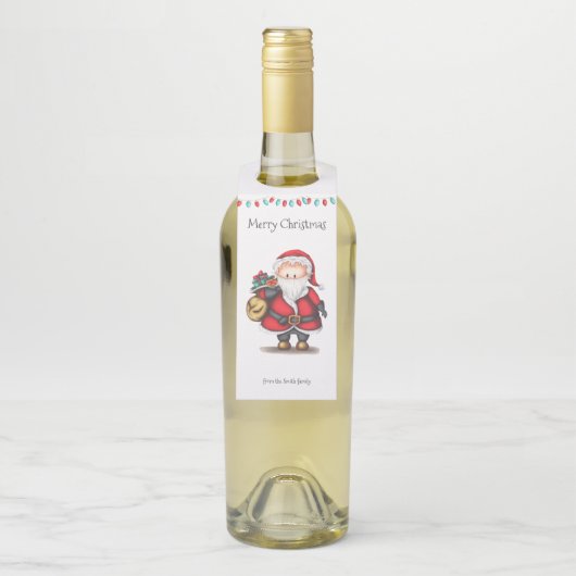 Schattigee gepersonaliseerde kerstman flessenhanger (Op fles)