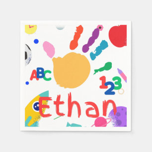 Schattigee gepersonaliseerde Kind ABC Handverf 123 Servet