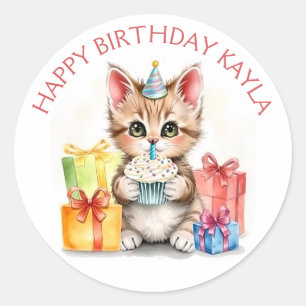 Schattigee gepersonaliseerde kitten in het Pet van Ronde Sticker
