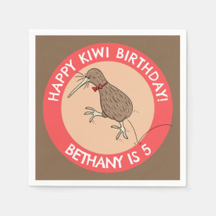 Schattigee gepersonaliseerde kiwi birthday cartoon servet