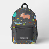 Schattigee Gepersonaliseerde Kleurrijke Dinosaurus Bedrukte Rugzak (Voorkant)