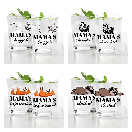 Schattigee gepersonaliseerde luiaard vossen bij en whisky glas