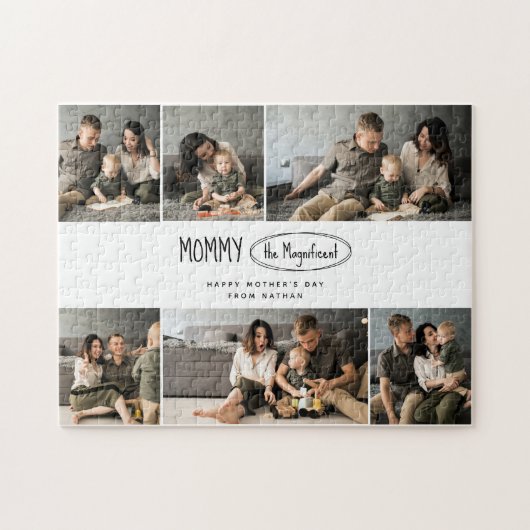 Schattigee gepersonaliseerde Moederdag familie fot Legpuzzel (Horizontaal)