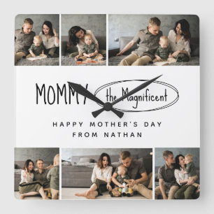 Schattigee gepersonaliseerde Moederdag familie fot Vierkante Klok