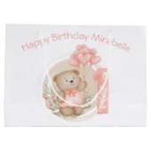 Schattigee Gepersonaliseerde Naam 1e Verjaardagsme Groot Cadeauzakje (Achterkant)