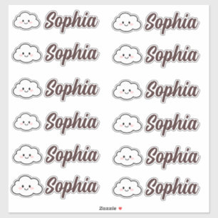 Schattigee gepersonaliseerde naam Kawaii Cloud Sticker