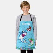 Schattigee gepersonaliseerde naam Shark Ocean Zee  Schort (Gedragen)