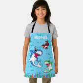 Schattigee gepersonaliseerde naam Shark Ocean Zee  Schort (Insitu)