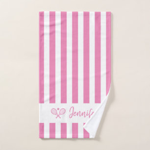 Schattigee gepersonaliseerde naam tennis roze stre handdoek