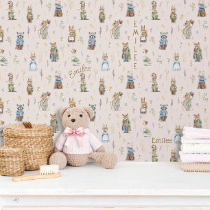 Schattigee gepersonaliseerde naam Woodland Animals Behang