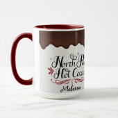 Schattigee gepersonaliseerde Noordpool Hot Cacao Mok (Links)