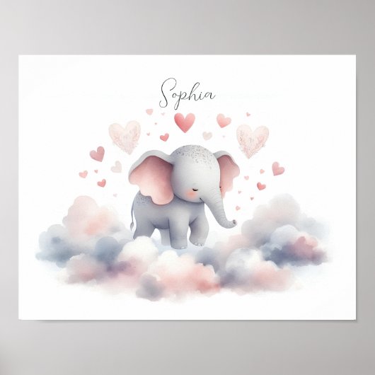 Schattigee gepersonaliseerde olifant Poster print (Voorkant)