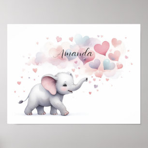 Schattigee gepersonaliseerde olifant Poster print
