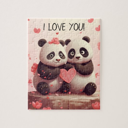 Schattigee gepersonaliseerde Panda Valentijn Legpuzzel (Verticaal)