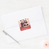 Schattigee gepersonaliseerde Panda Valentijn Vierkante Sticker (Envelop)