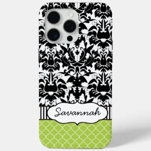 Schattigee gepersonaliseerde Peapod Limoen Stripe  iPhone 15 Pro Max Hoesje