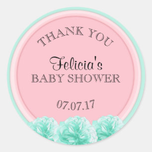 Schattigee gepersonaliseerde roze munt groen Baby Ronde Sticker