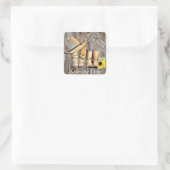 Schattigee gepersonaliseerde rustieke Save the Dat Vierkante Sticker (Tas)