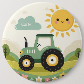 Schattigee, gepersonaliseerde tractor/boerderij ronde button 6,0 cm