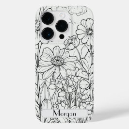 Schattigee gepersonaliseerde witte bloemen Wildflo Case-Mate iPhone 14 Pro Hoesje