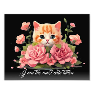 Schattigee gepersonaliseerde witte kitten kat in b foto afdruk