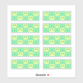 Schattigee geruite groene kikker met hartjes en sc sticker