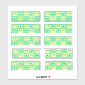 Schattigee geruite groene kikker met hartjes en sc sticker