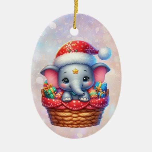 Schattigee geschenkmand olifant Kinderen Keramisch Ornament (Voorkant)