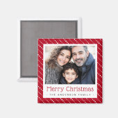 Schattigee gestippelde strepen vrolijke kerst rode magneet (Voorkant / Achterkant)