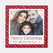 Schattigee gestippelde strepen vrolijke kerst rode magneet (Voorkant)