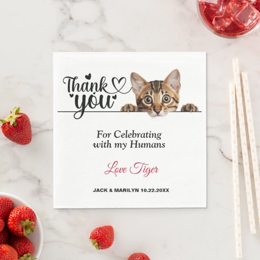 Schattigee gestreepte peeking kat papier servetten (Insitu)