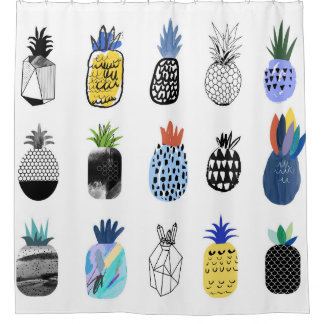 Schattigee getextureerde ananas,  collectie. douchegordijn