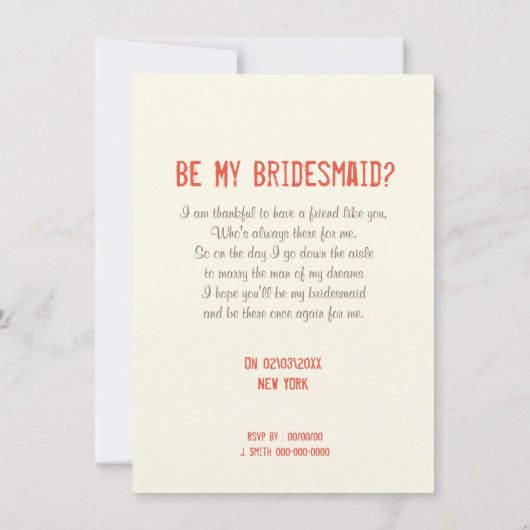 Schattigee gewoonte zijn mijn bruidsmeisje / meid  kaart (Achterkant)