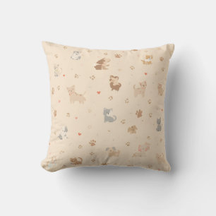 Schattigee & Gezellige Kat en Hond Print Kussen