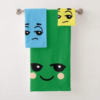 SCHATTIGEE GEZICHTEN PRIMAIRE KLEURRIJKE BADHANDDO BAD HANDDOEK