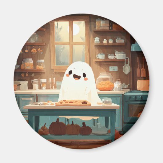 Schattigee Ghost Baking Cookies – Gezellige Spooky Magneet (Voorkant)