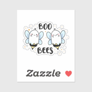 Schattigee Ghost Boo Bees - Funny Halloween op wit Sticker