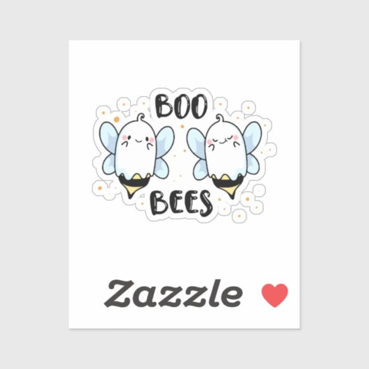 Schattigee Ghost Boo Bees - Funny Halloween op wit Sticker (Vel)